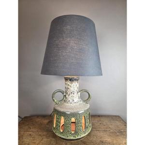 Glazed Ceramic Lamp, Circa 1970