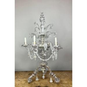6-arm Candelabra In Murano Glass, 19th Century