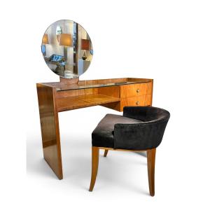 Art Deco Walnut Dressing Table And Armchair