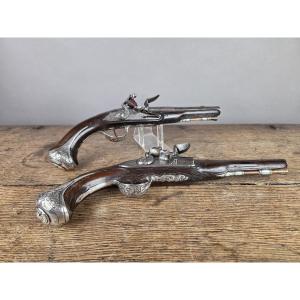 Pair Of Flintlock Pistols Circa 1750