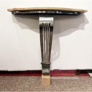 Art Deco Console In Wrought Iron And Marble
