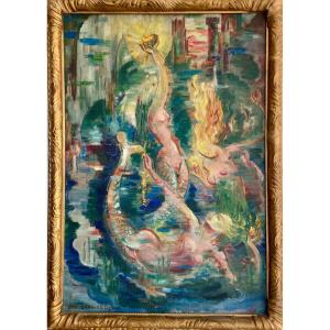 Yan B. Morel-dyl (1887-1944), Rheingold, Oil On Panel, Signed, 1937, Size: 74x51 Cm, Framed
