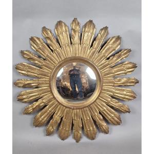 Gilded Wood Sunburst Mirror, Circa 1960