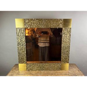 Luciano Frigerio, Mirror, Bronze Frame And Smoked Mirror