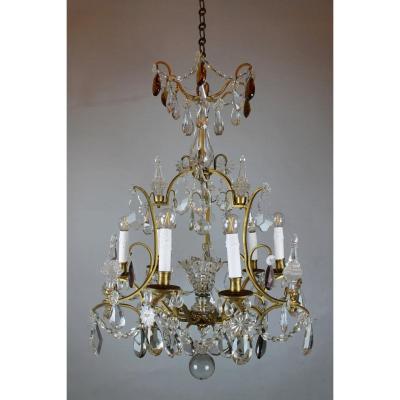 Chandelier With Tassels And Daggers In Gilt Bronze