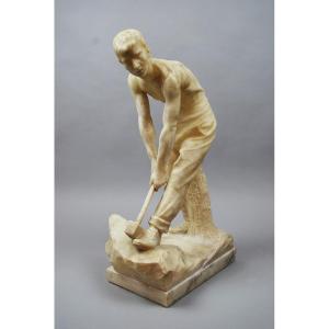 Alabaster Sculpture, Signed Pugi