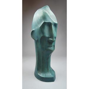 Patinated Plaster Head, Art Deco