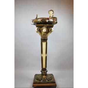 Polychrome Earthenware From Nimy, Bolster And Its Planter