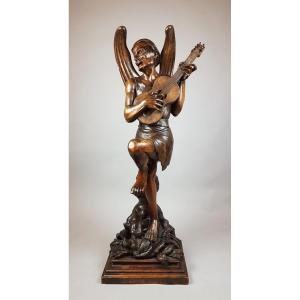 Aillé Satire With Guitar In Walnut, Italy 19th