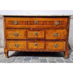 Louis XVI Commode In Inlaid Wood, 18th
