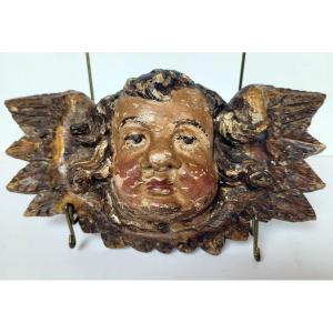 Angel In Carved And Polychromed Wood, Italy 18th