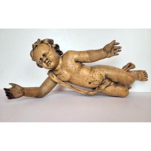 Cherub In Carved Wood, Italy 19th
