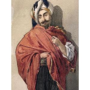 Edwin Lord Weeks 1849 -1903 "oriental In Turban" Watercolor