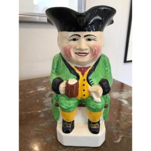 Water Pitcher "gentleman à La Chope" In Earthenware Circa 1900