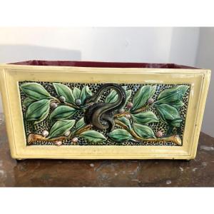 Barbotine Planter “aux Ivies & Serpent” Late 19th 