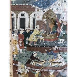 18th Century Persian Miniature “palace Scene”