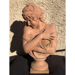 Late 19th Century Workshop Terracotta “frileur” After Houdon.