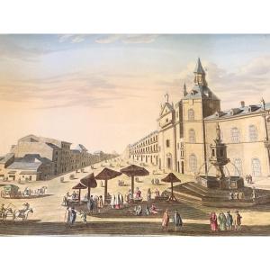 18th Century Optical Engraving "the Royal Prison Of Madrid"
