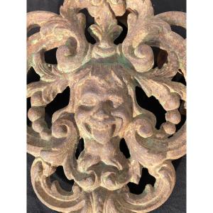 19th Century Cast Iron "grotesque Pediment"