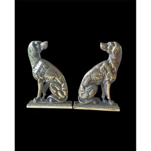 Pair Of Bronze Andirons