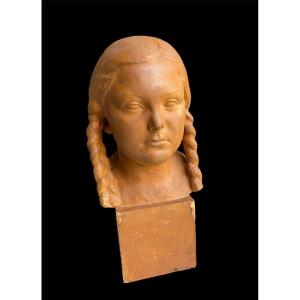 Bust Of A Young Girl With Braids 