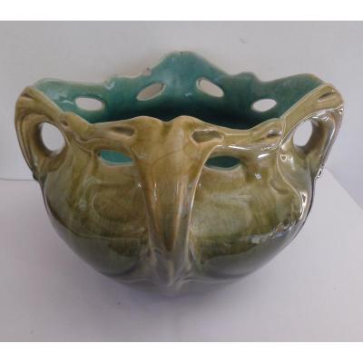 Hector Guimard By Gustave De Bruyn, Chalmont Vase Enamelled Ceramic