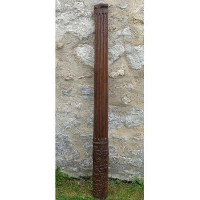 Colonne En Chène sculpté d'époque Renaissance 