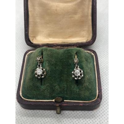 Gold And Diamond Dormeuses Earrings