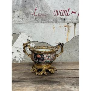 Imari Porcelain Planter Mounted In Gilt Bronze