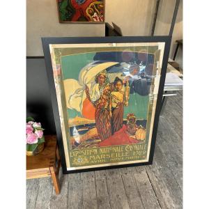 Old Poster National Colonial Exhibition Marseille 1922 
