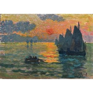 Impressionist Sunset By Eugene Chigot
