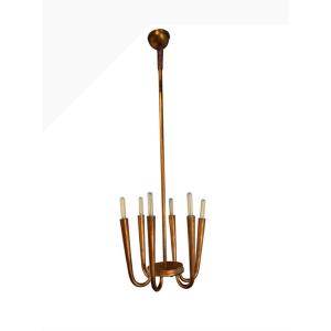Rare Art Deco Copper Pendant Light By Guglielmo Ulrich 