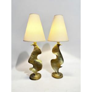 Pair Of Lamps By Nicolas De Wael In Gilt Bronze 