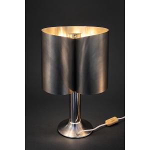 Italian Stainless Steel And Chrome Table Lamp, 1970