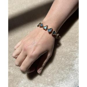 Line Vautrin - Black Talosel And Blue Glass Bracelet, 1960