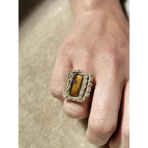 Line Vautrin - Talosel And Mirror Ring Circa 1960