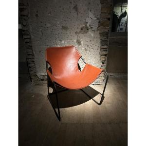 Paulistano Armchair In Cognac Leather By Paulo Mendes Da Rocha