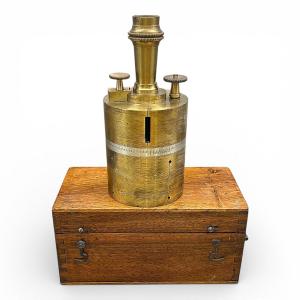 Brass Surveyor's Square In Its Walnut Case - Signed "a Berthelemy Paris" 19th Century