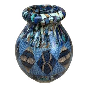 Vallauris Vase In Mosaic Of Mixed Clays, Signed Gerbino (1876-1966) - France