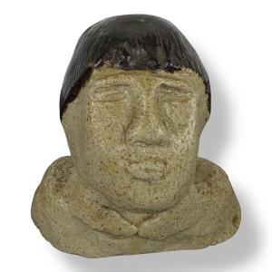 Anthropomorphic Bust In Chamotte Sandstone - Circa 1960