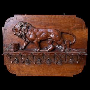 Wall-mounted Pipe Rack With Lion Decoration - Late 19th Century - Napoleon III Style - Collectible - Folk Art