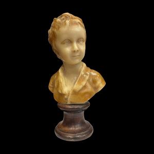 Wax Bust Of A Child - Louis XIII Style - Cgaf Gold Medal - Wooden Base - France Circa 1950