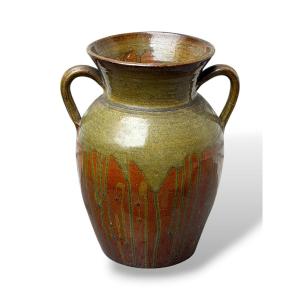 Oil Jar Or Vase In Glazed Terracotta With 2 Handles - XIXth Century - Art Populaire - H34cm