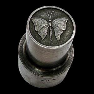 Steel Die Or Paper Press With Butterfly Design Jewellery Tool Mid 20th Century