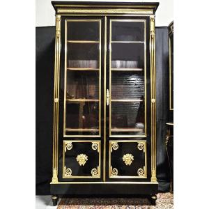 Large Boulle Showcase Or Library 2 Doors Napoleon III Period Napoleon 3
