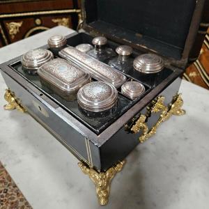 Boulle Marquetry Toilet Box Signed Sormani Napoleon III Period Napoleon 3