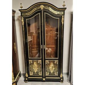  Large Display Case Or Bookcase Stamped Befort In Boulle Marquetry Napoleon III Napoleon