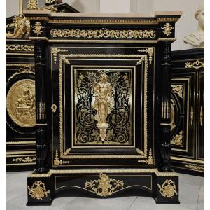 Single Door Sideboard In Boulle Marquetry Signed Diehl Napoleon III Period Napoleon 3