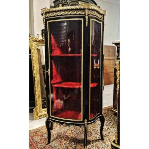 Collection Display Case With Bronze Ornamentation, Napoleon III Period Napoleon 3 Boules