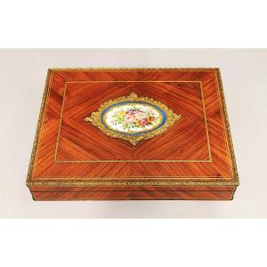 Rare Boulle Marquetry Game Box With Sèvres Medallion, Napoleon III Period (napoleon III)